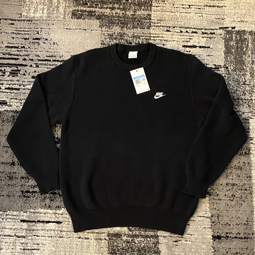 New Men’s Nike Black Crewneck Knit Sweater Medium